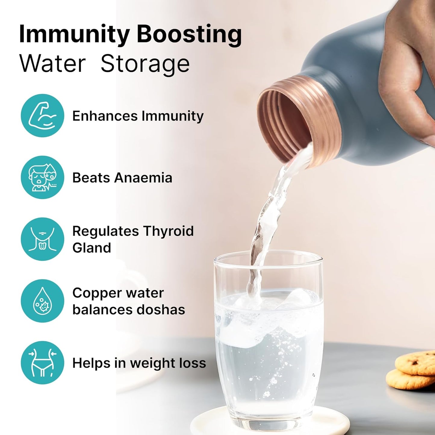 The Better Home Copper Water Bottle, 950 ml