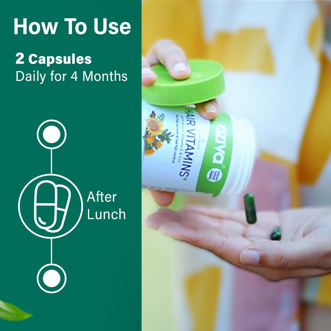 OZiva Hair Vitamin Capsules for Hair Growth & Hair Fall Control, 60 capsules