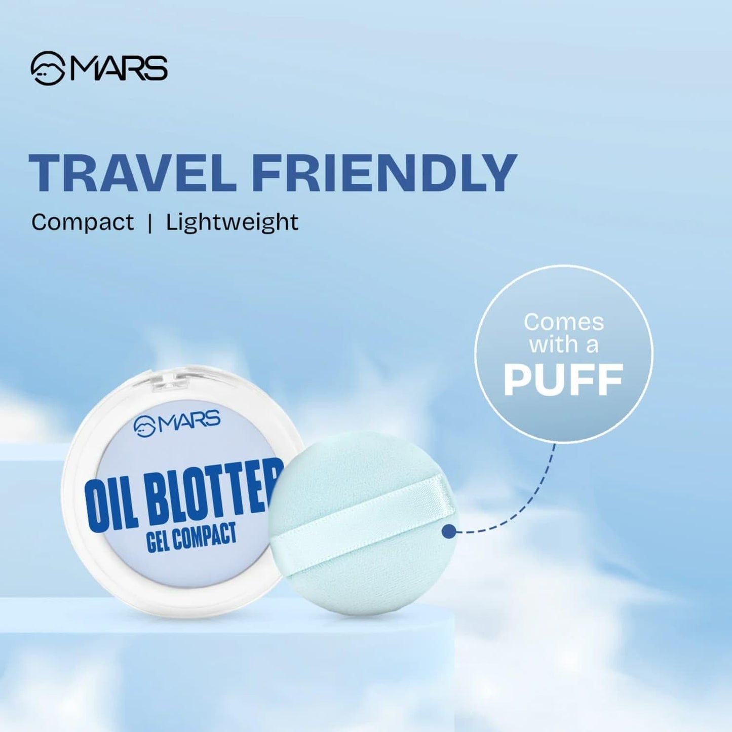 MARS All Oil Blotter Gel Compact for Poreless Effect (5gm) with Applicator | Oil Control | Mattifying Formula | Long-Lasting | Shine Free Matte Finish | Flawless Skin