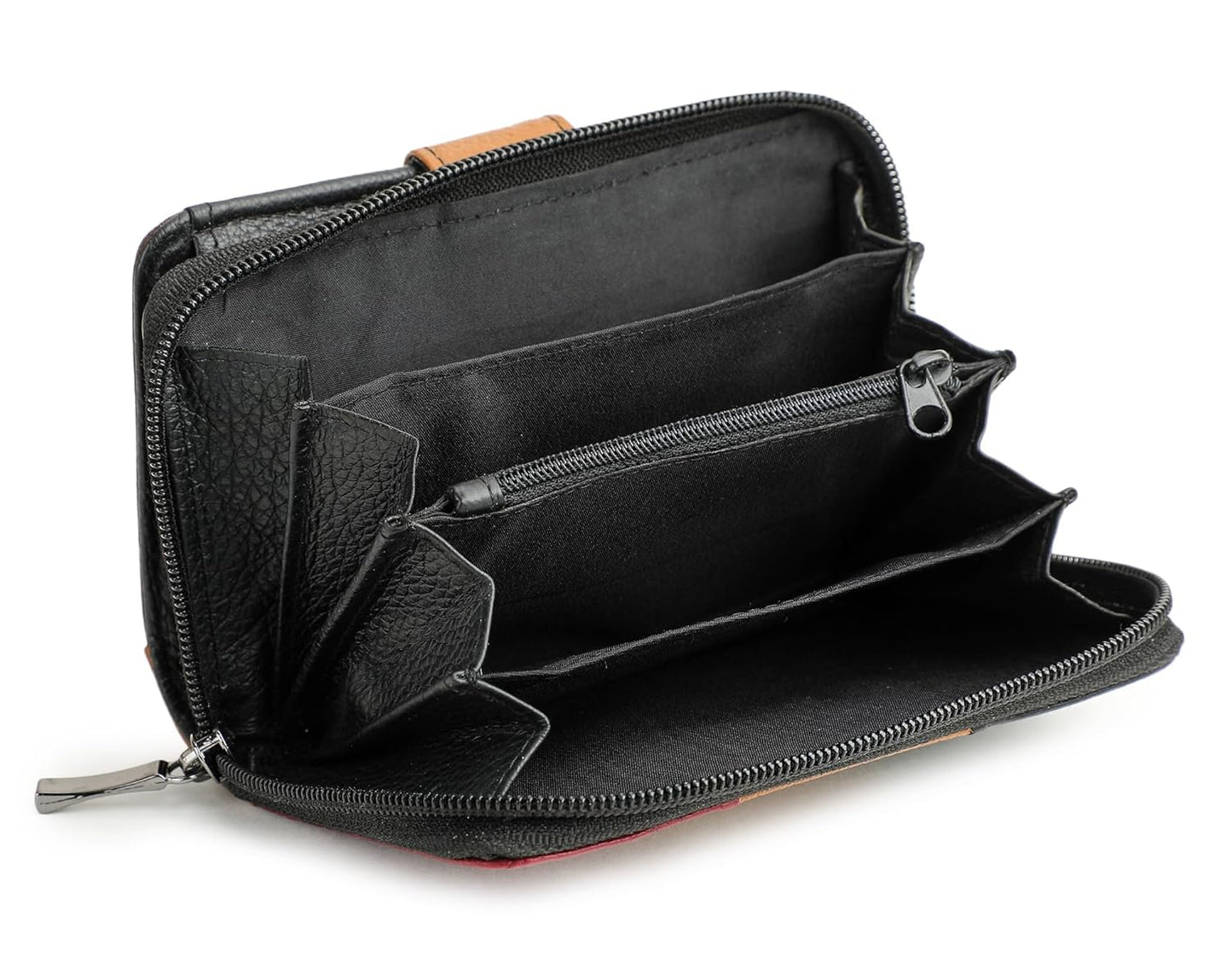 K London Medium Size Ladies Leather Purse RFID Blocking| Money Organisers with Zip Around Section| Real Leather Purse | Daily Use (Multicolour)(KL_481)