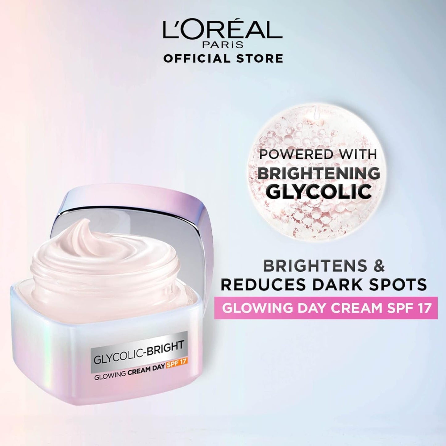 L Or al Paris Glycolic Bright Glowing Day Cream with SPF17 and Glycolic Acid 50ML