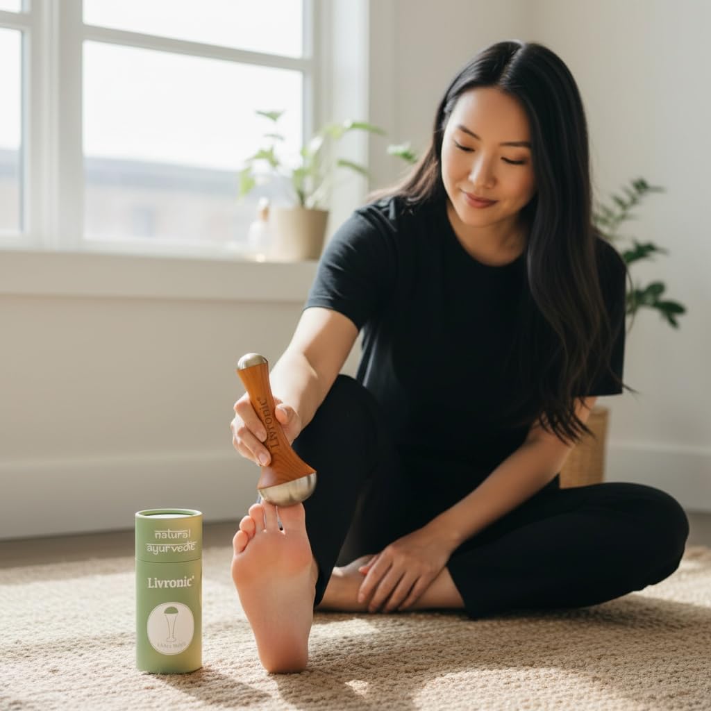 Livronic Face Acupoint Kansa Wand 2-in-1 Natural, Bronze Face, Body & Foot Massager,  (Both Side Kansa Vatki)