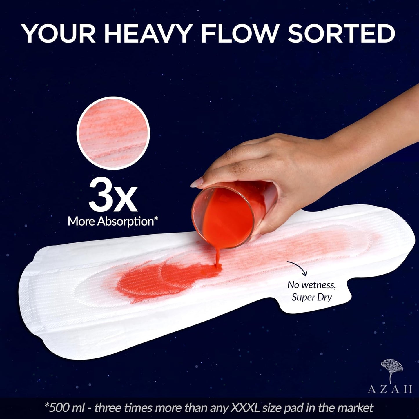 Azah XXXL Sanitary Napkins for Women [Pack of 12] | Extra Large Night Pads | Cottony Soft Sanitary Pads for Women | XXXL Pads for Womens | Leak Proof for Overnight Protection | Extra Long & Wide Back