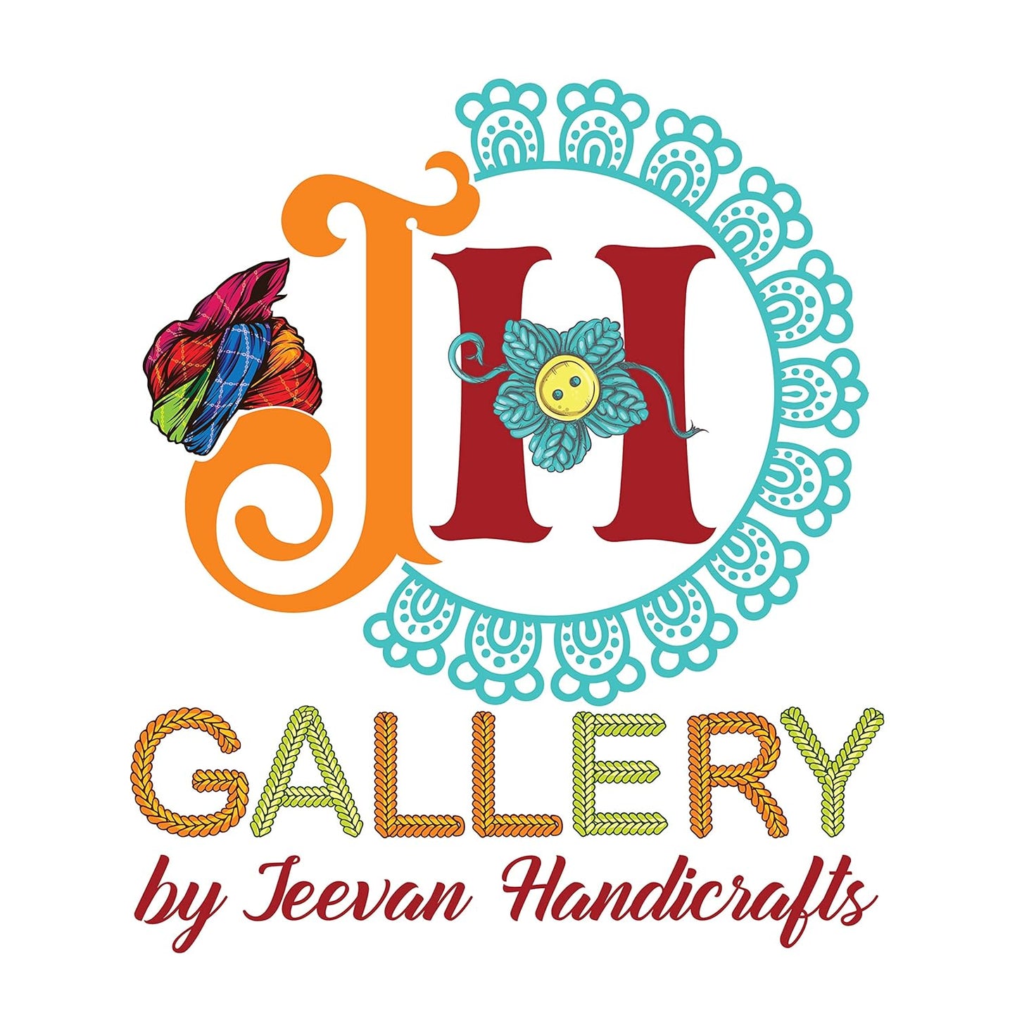 JH Gallery Handmade Artificial Marigold Fluffy Flowers Colorful Woolen Kite Bells Hanging (44 Inches Height Approx. Pack of 5)