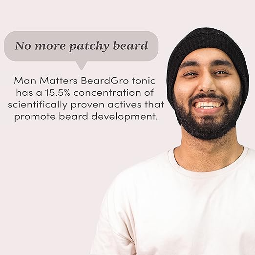 Man Matters BeardGro Beard Growth Tonic for Men - 30ml | 1.5% Aminexil, 4% Moringa, 4% Goksura & 2% LashLD | Thicker beard growth, Stimulates beard follicles, Softens Beard