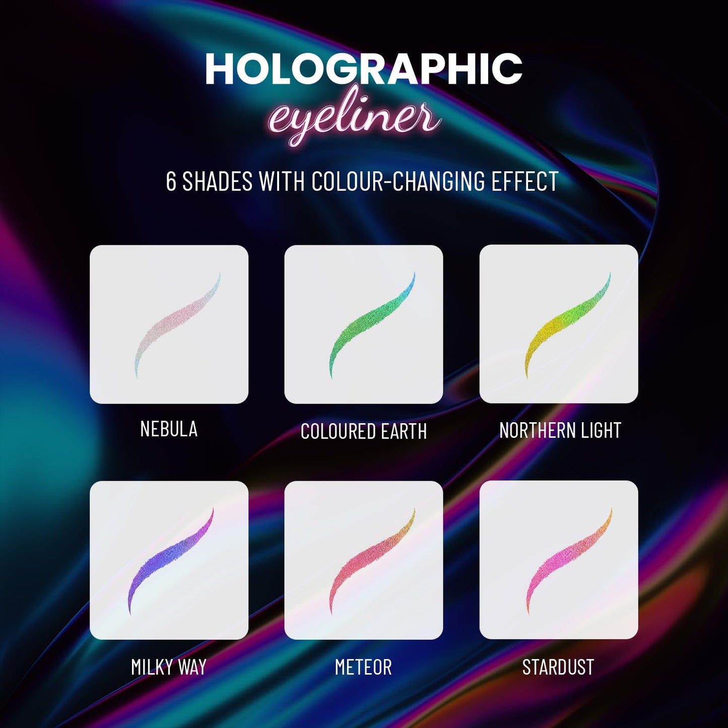 SWISS BEAUTY Holographic Shimmery Pencil Eyeliner | Waterproof, Smudge Proof, Long Lasting Eyeliner With Easy Application | Shade- Meteor, 0.2G, Assorted