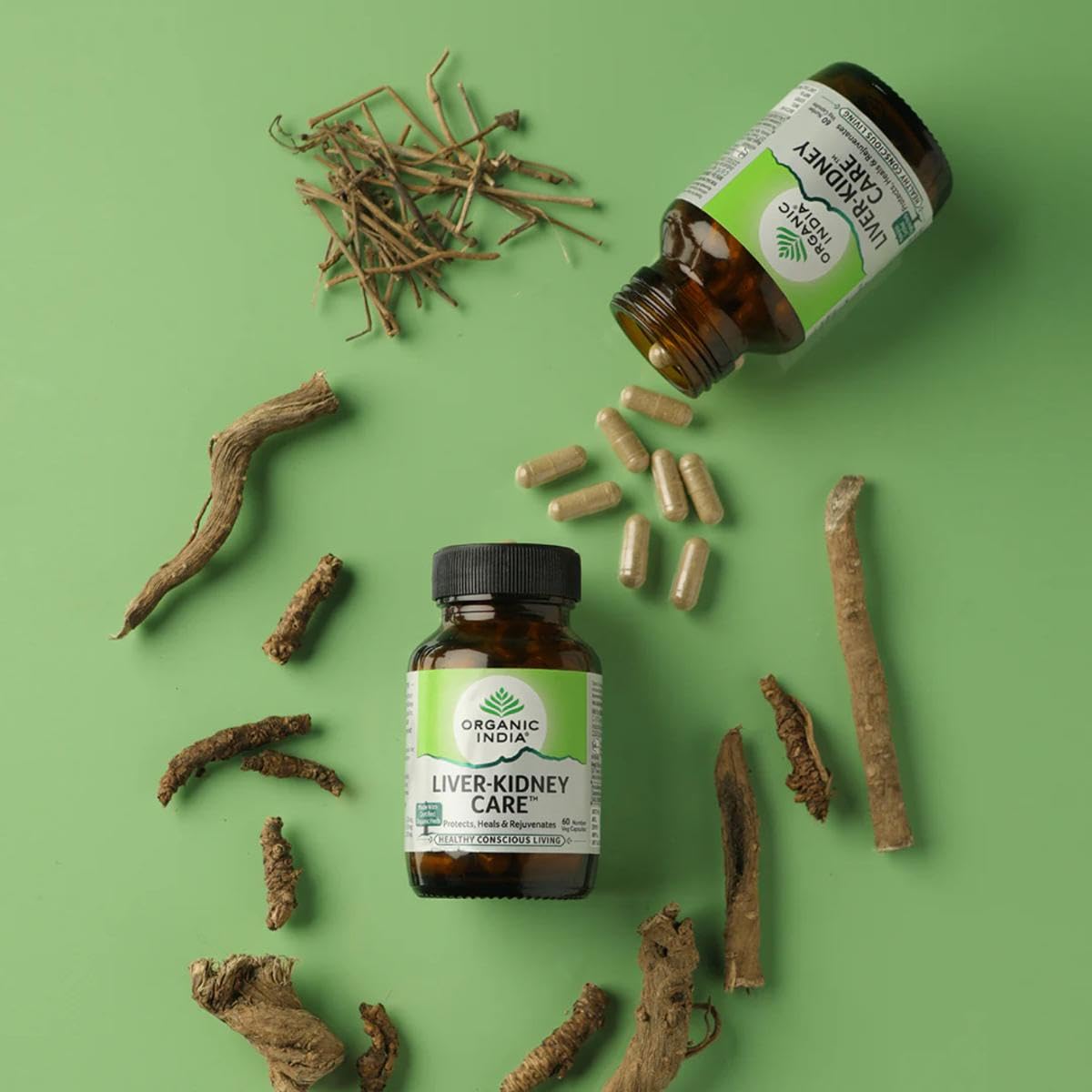 A TATA Product - Organic India Liver Kidney Care - 180 Veg Capsules, Helps Support Liver & Kidney Health, Boosts Overall Energy & Immunity, GMP & NPOP Certified Organic