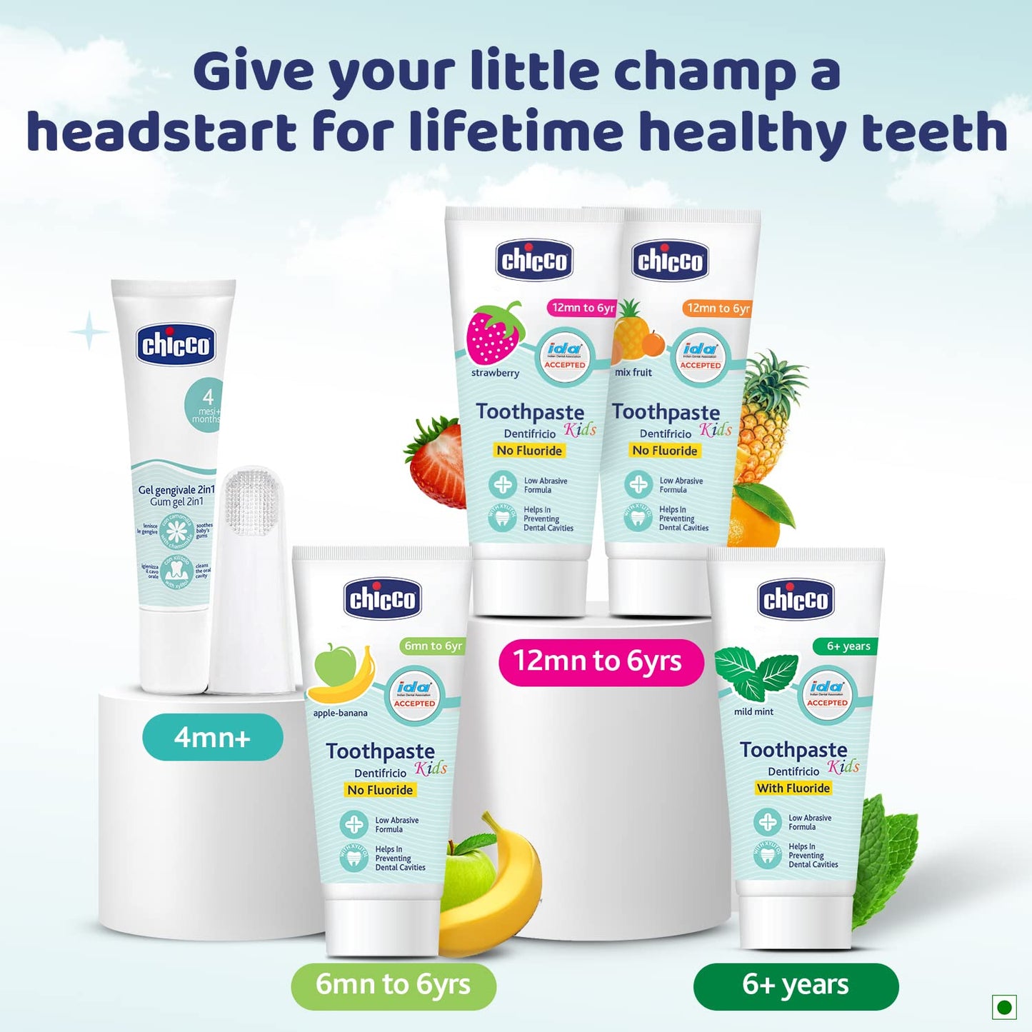 Chicco Toothpaste Strawberry + Brush Green 6-36 Month