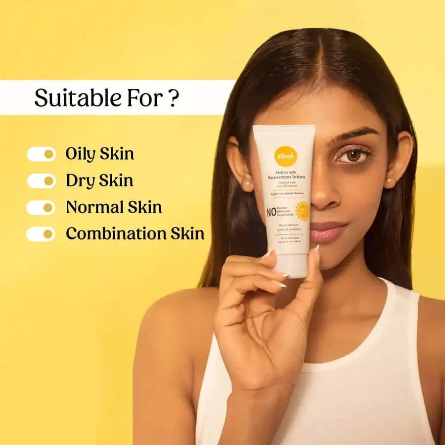 vilvah STORE Vilvah Melt-In-Milk Sunscreen For All Skins Spf 50 Pa+++ With Soy Milk Extract Lightweight, No White Cast Protects Skin From Dangerous Uva, Uvb & Blue Light For Men & Women, 60Ml