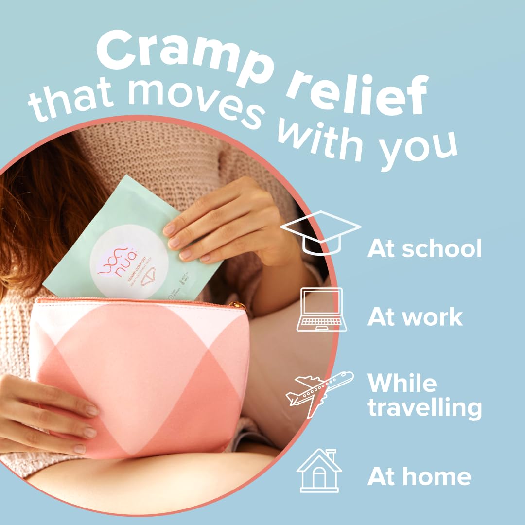 Nua Cramp Comfort || 3 Heat Patches for Period Pain and Cramps || 100% Natural Ingredients and Portable || 8 Hours Pain Relief || Quick Relief from Menstrual Pain