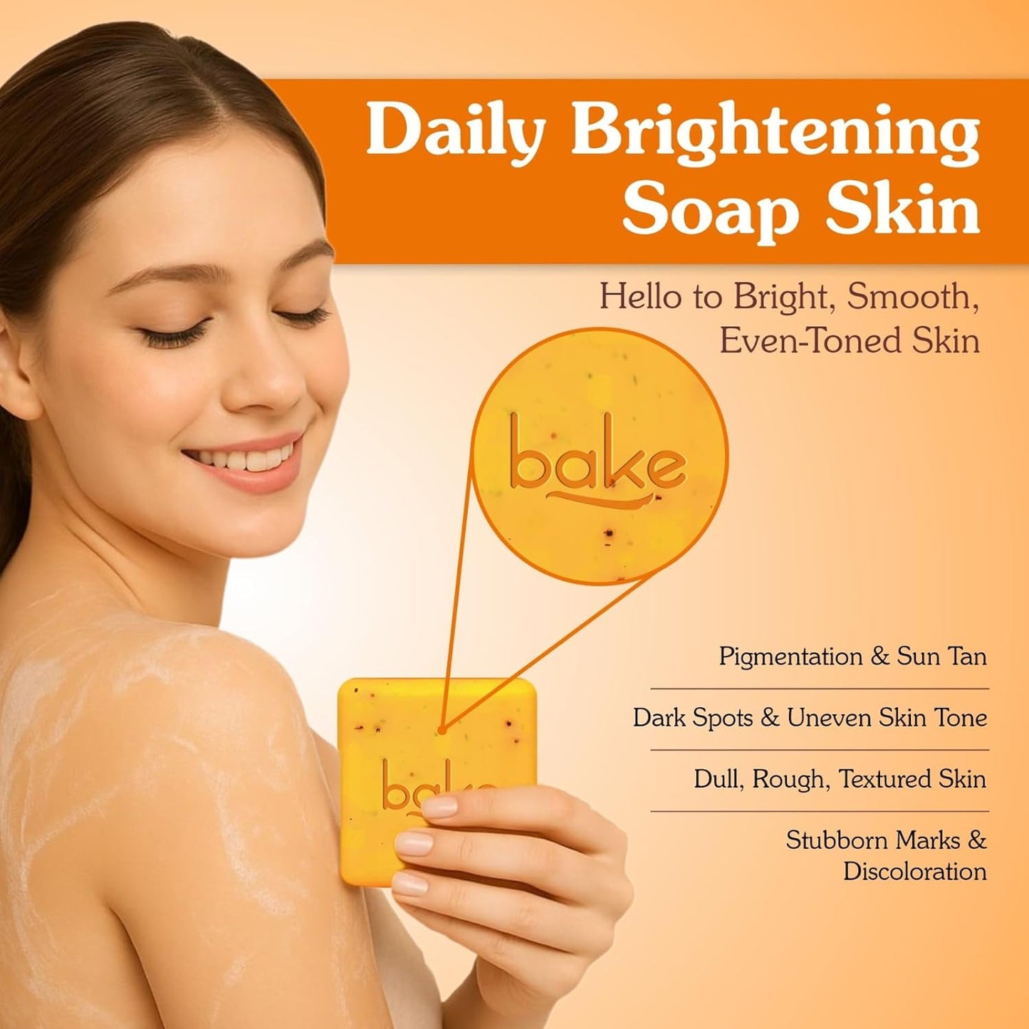 Bake 10% Vitamin C Ultra Brightening Serum Soap, 3% Niacinamide & Turmeric, 300 gm