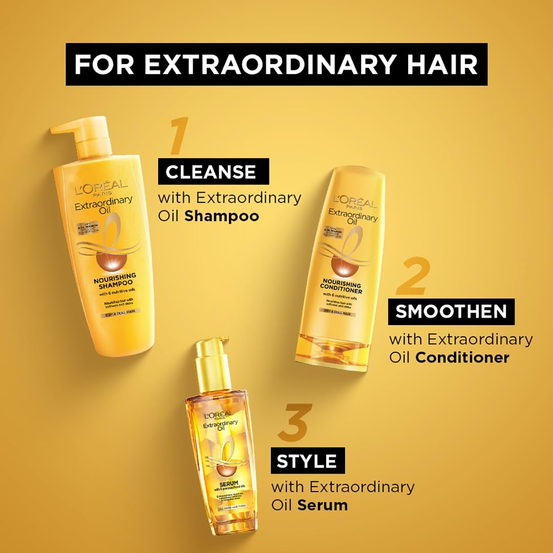 Loreal Paris Extraordinary Oil, Shampoo 340 ml, Conditioner 180 ml, Serum 30 ml