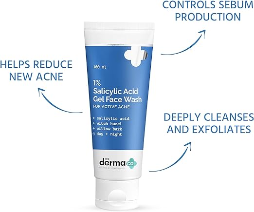 The Derma Co 1% Salicylic Acid Gel Face Wash With Salicylic Acid & Witch Hazel For Active Acne - 100 ml