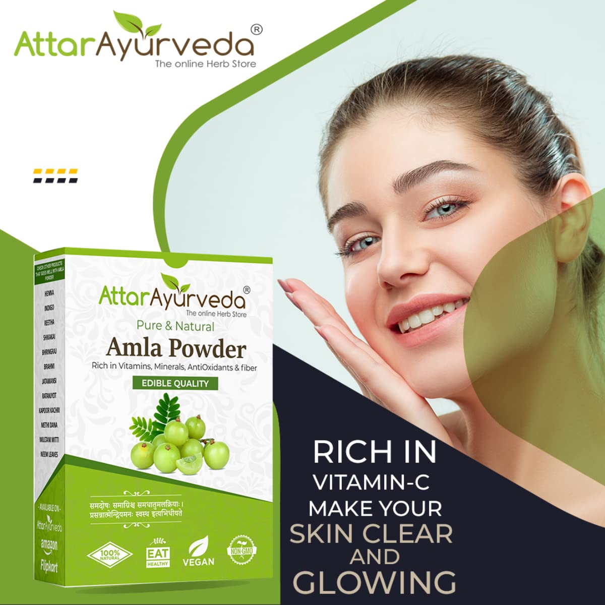 Attar Ayurveda Pure Amla Powder For Hair Growth | 100% Natural, No Preservatives (500 Gram)