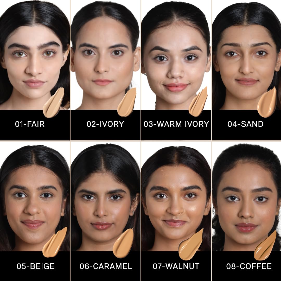 FLiCKA Flawless Femme Liquid Foundation for Face Makeup 30ml | Medium to High Coverage, Buildable | Natural, Waterproof & Moisturizing | All Skin Types | 02 Ivory