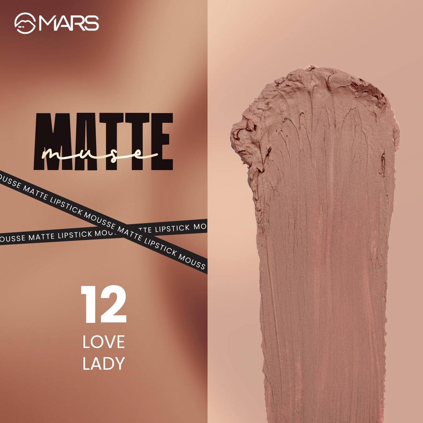 MARS Matte Muse Mousse Lipstick (3ml) (12-LOVE LADY) with Doe-Foot Applicator | Highly Pigmented | Smooth Texture | Hydrating Formula | Blurry Lips Effect