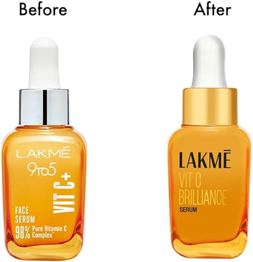 Lakmé 9To5 Vitamin C+ Facial Serum with 98% Pure Vitamin C complex, Improves Skin textures, Brightens, and gives Healthy, Glowing skin, All Skin Types, 30ml