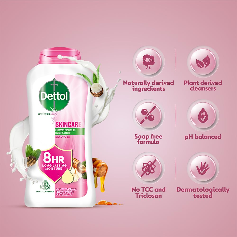 Dettol Skincare Body Wash and Shower Gel for Women and Men, 250ml