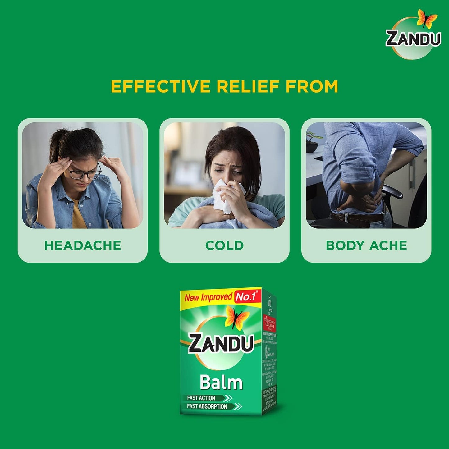 Zandu Balm, Effective relief from Headache, Body Pain, Sprain and Cold, 25 ml