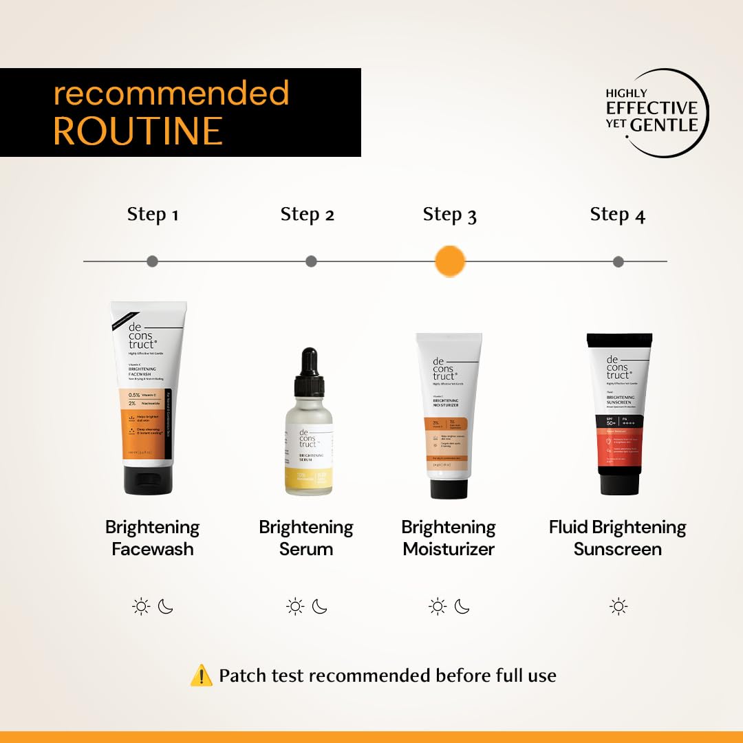 Deconstruct Vitamin C Brightening Face Moisturizer, 3% Vitamin C + 1% Kojic Acid + 5% Niacinamide, 50 gm