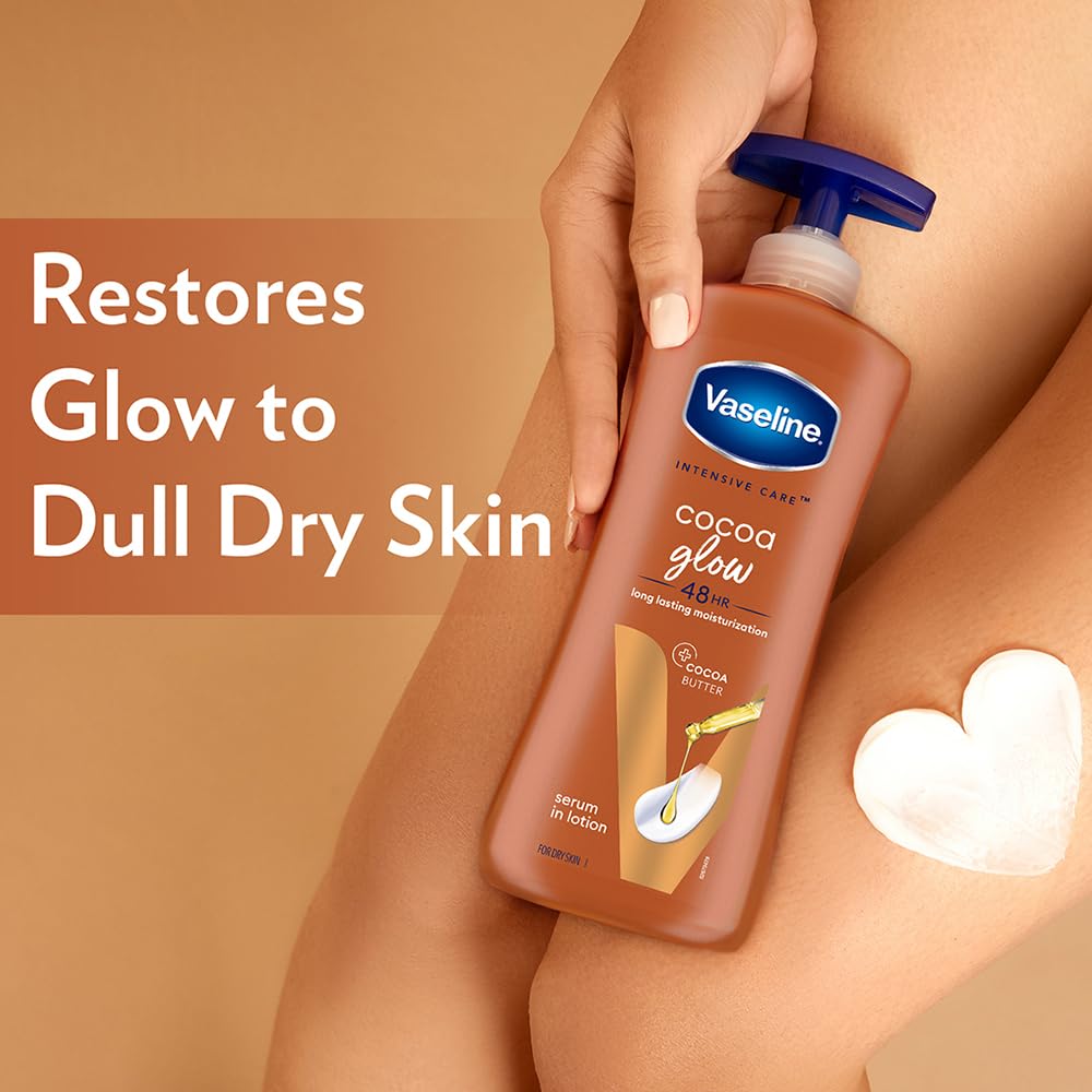 Vaseline Cocoa Glow Serum In Lotion, 400 ml | 100% Pure Cocoa & Shea Butter