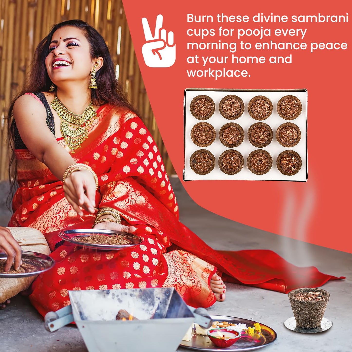 Gavyamart Organic Cow Dung Havan Sambrani Cups | 15 Cups for Home Dhoop Cup