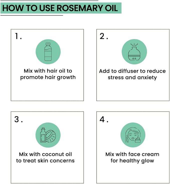 Rey Naturals Rosemary Essential Oil For Hair Growth, Skin And Aroma - 15ml