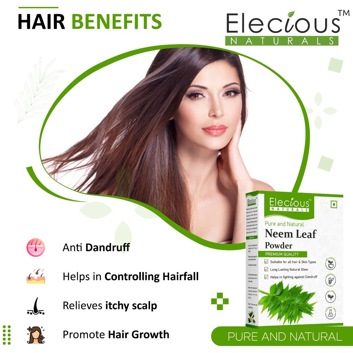 Elecious 100% Neem Powder for Face Pack, 200 gm