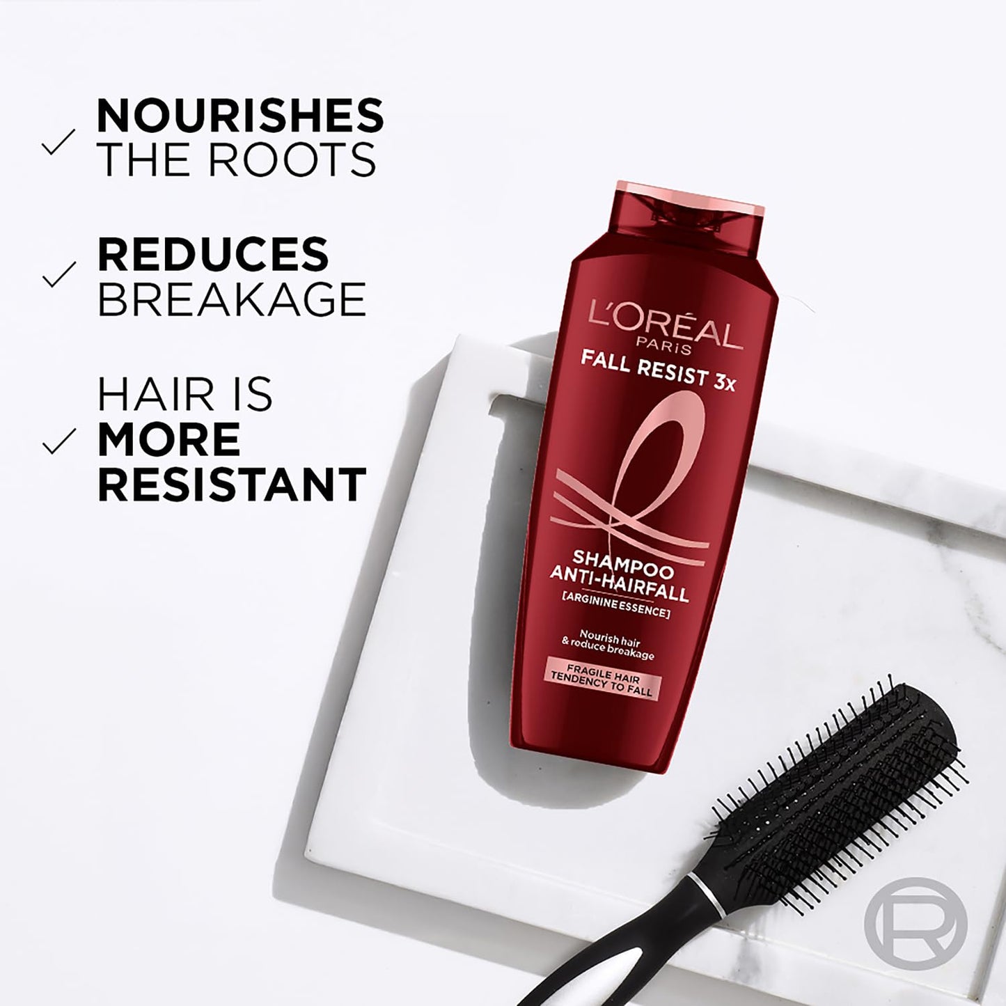 Loreal Paris Anti-Hair Fall Shampoo, Reinforcing & Nourishing, Arginine Essence and Salicylic Acid, Fall Resist 3X, 340 ml