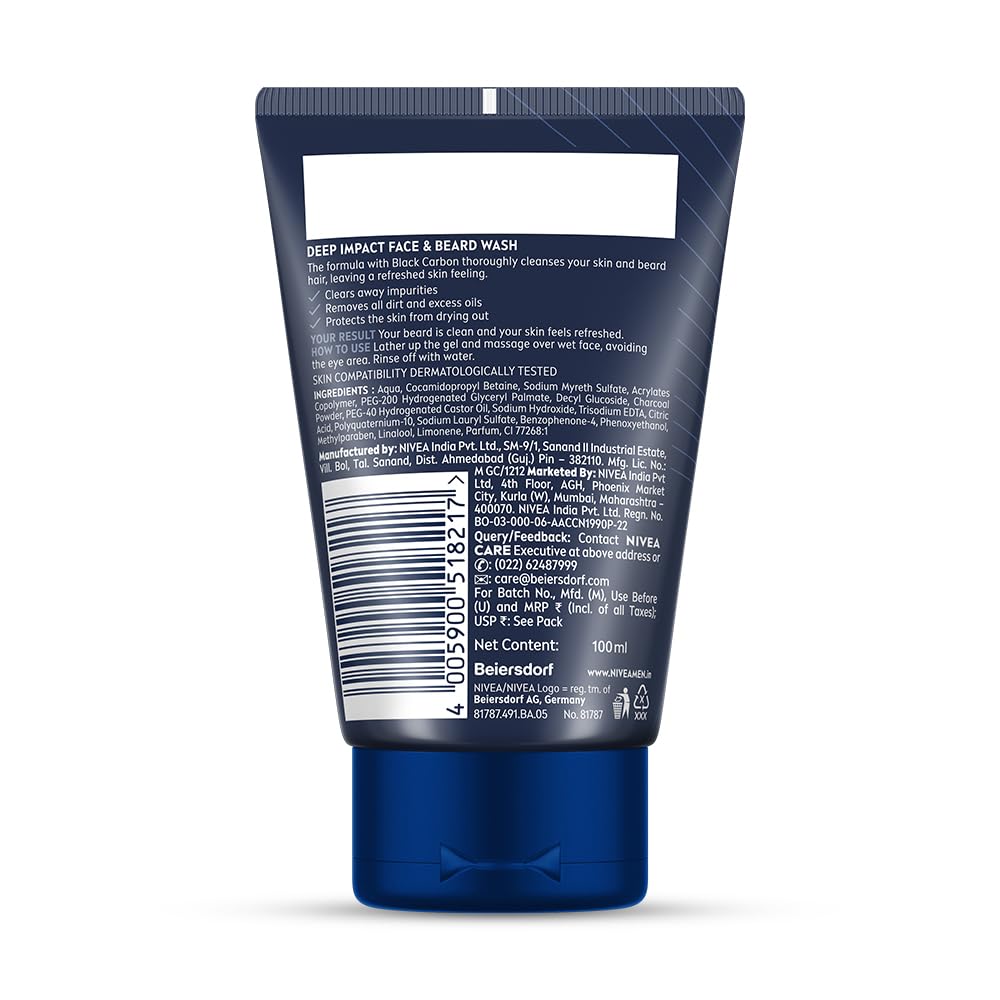 Nivea Men Deep Impact Face Wash 100 gm Pack of 2