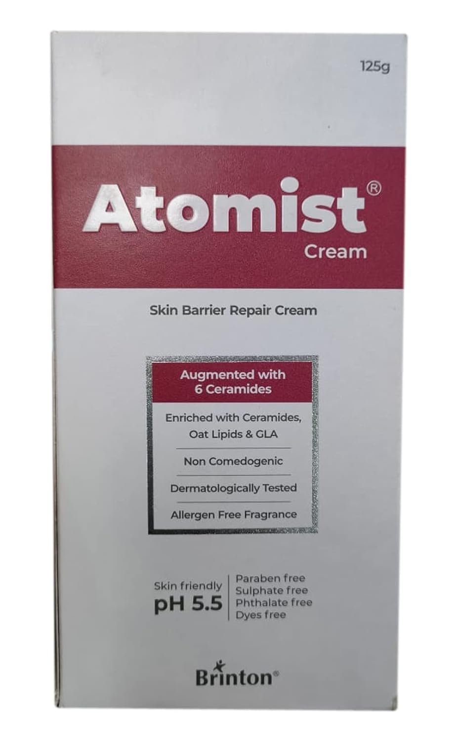 Brinton Atomist Skin Barrier Repair Cream for Dry and Itchy Skin | Enriched with Ceramides, Oats Lipids & GLA | Non Comedogenic & Dermatologically Tested -125g