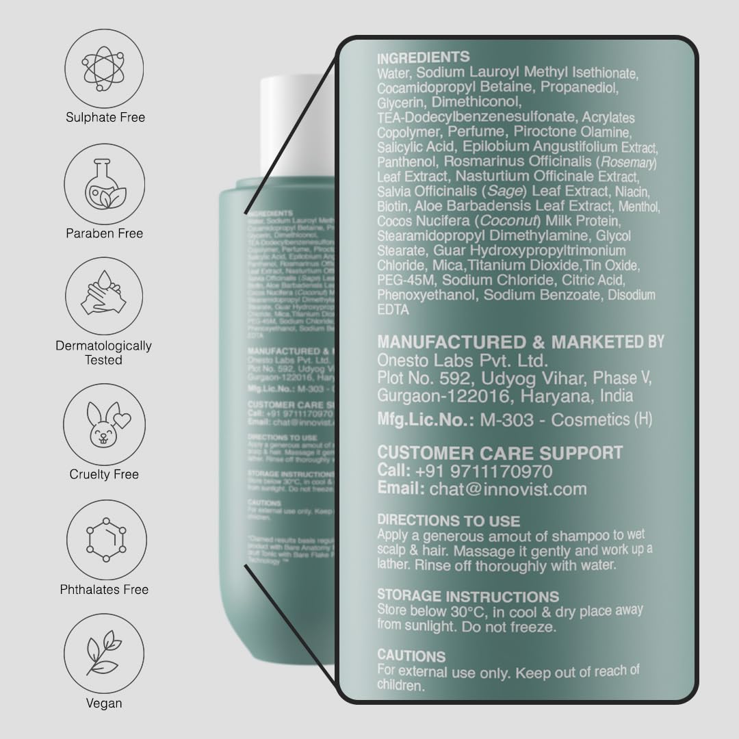 Bare Anatomy Anti Dandruff Shampoo | Reduces Up to 100% Dandruff and Strengthens Hair ,250 ml