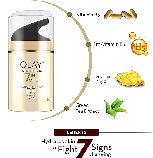 Olay Total Effects 7-In-1 Anti-Ageing BB Day Cream with Touch of Foundation (SPF15,50g)