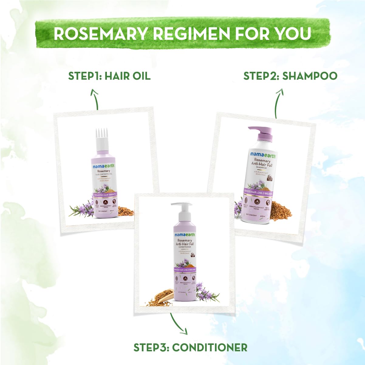 Mamaearth Rosemary Anti-Hair Fall Shampoo With Rosemary & Methi Dana For Reducing Hair Loss & Breakage,Gives Up To 94% Stronger Hair,Up To 93% Less Hair Fall  |For Unisex,600 Ml
