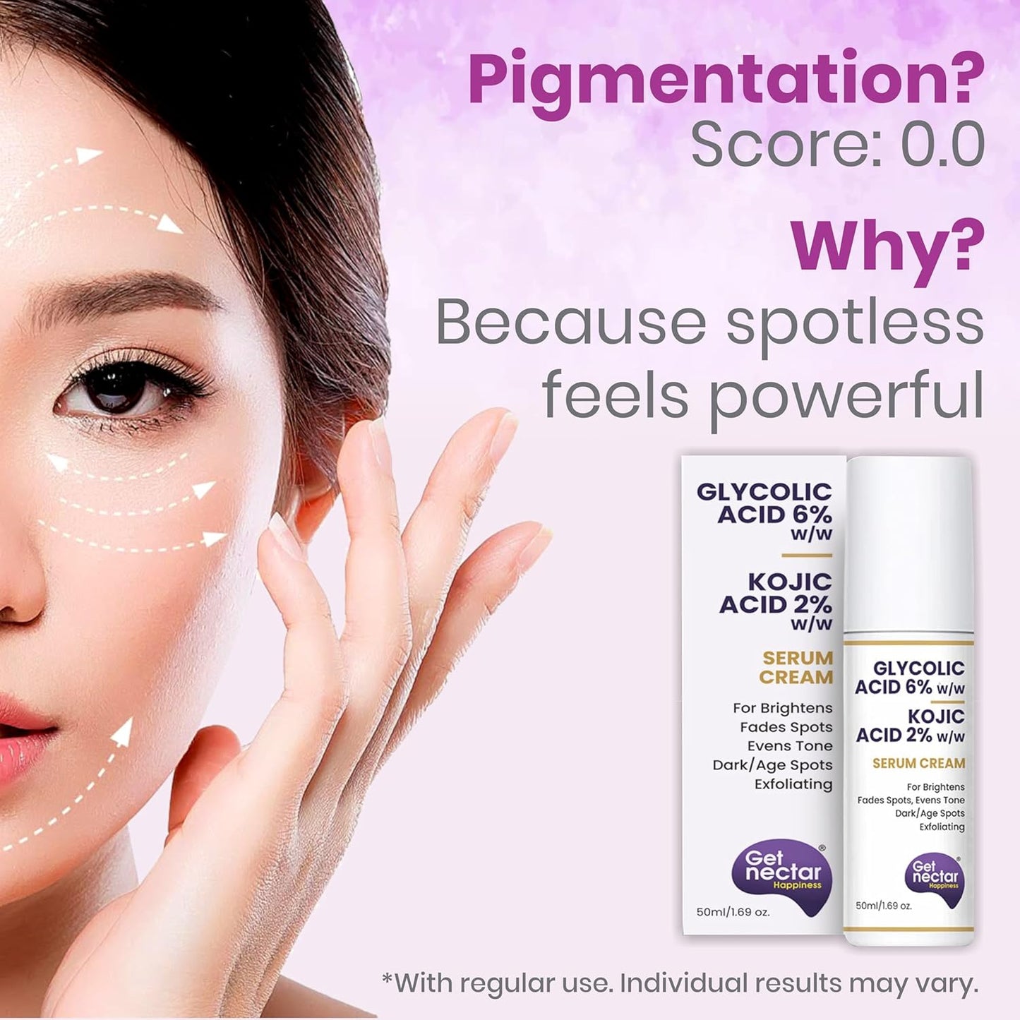 Get Nectar Happiness 6% Glycolic & 2% Kojic Acid Serum Cream, 50 ml