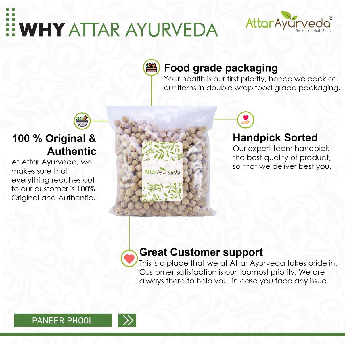 Attar Ayurveda Paneer Phool for Diabetes, Paneer Doda, 400 gm