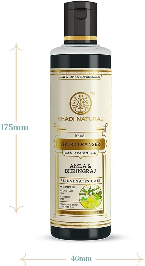 Khadi Natural Ayurvedic Amla And Bhringraj Hair Cleanser(Shampoo), Sls And Paraben Free, 210 ml