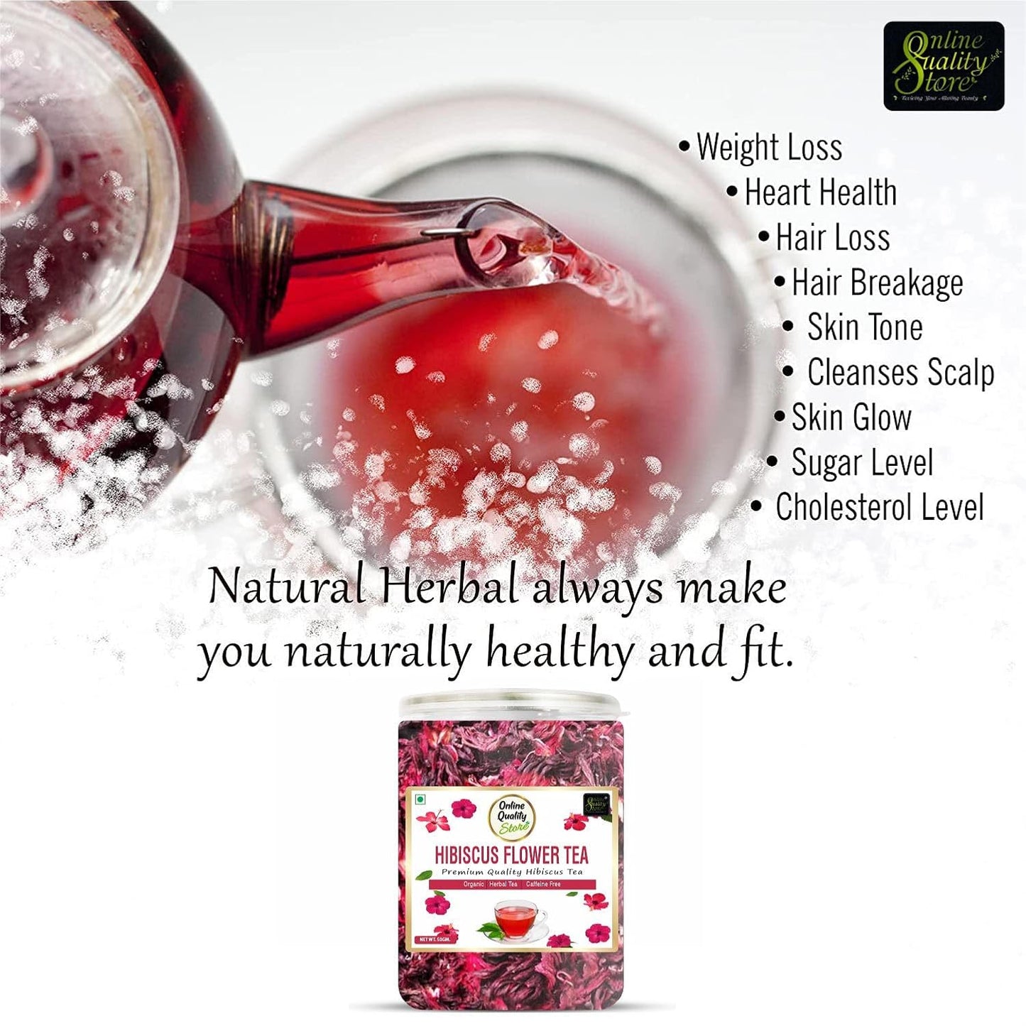 Online Quality Store Natural Hibiscus Flower Tea - 50 gm | Hibiscus tea leaves