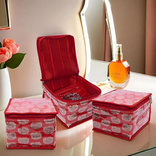 Kuber Industries Brocade Jewellery kit with 10 Pouch