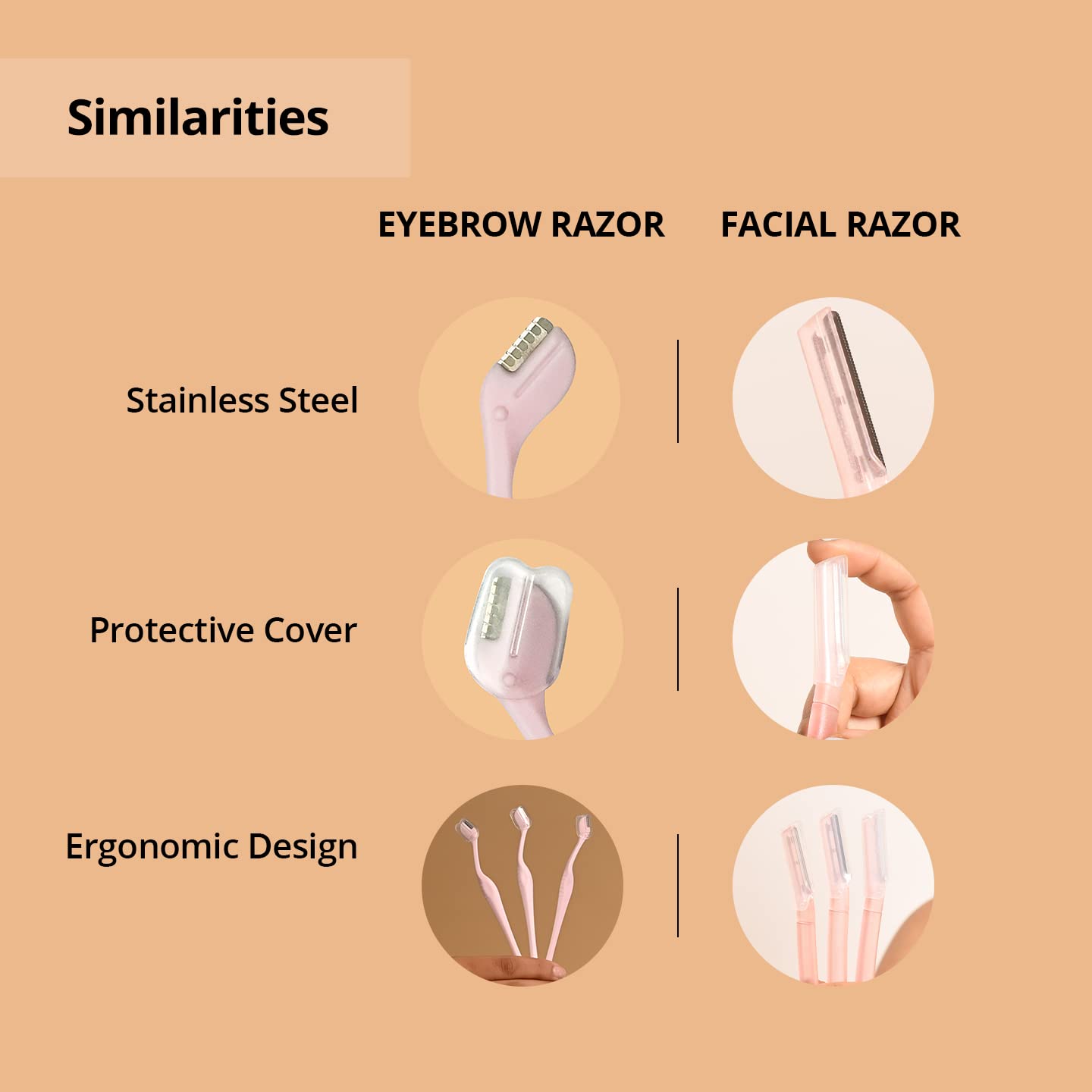 Carmesi Women's Face Hair Removal Combo | Pack of 1 Face Razor & 1 Eyebrow Razor