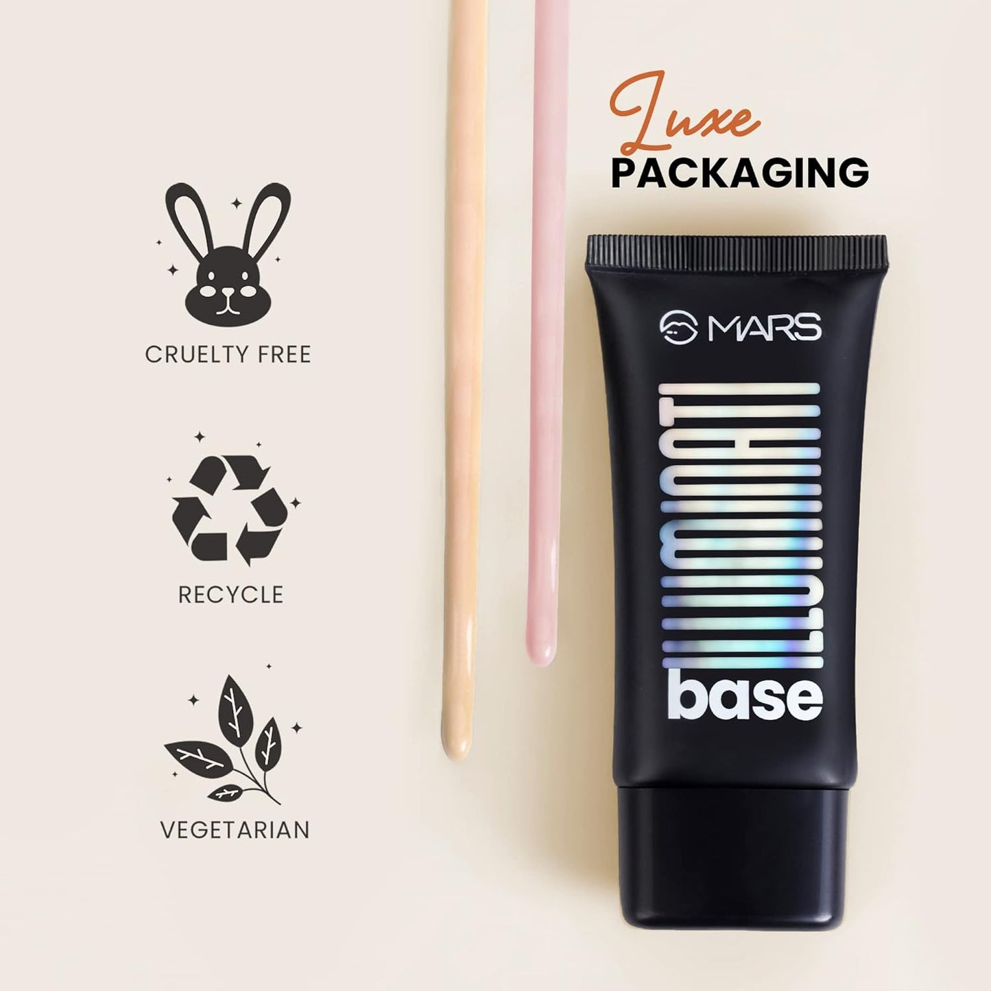 MARS Illuminati Base Dewy Primer with Highlighter | Glowy Dewy Primer for Face Makeup | Natural Finish (45ml) (GOLD)