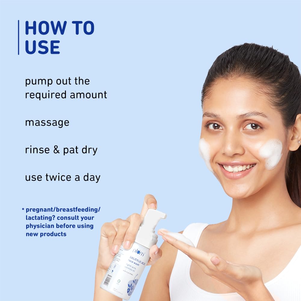 Plum 1% Encapsulated Salicylic Acid Foaming Face Wash | Fights Active Acne, Blackheads & Breakouts, 110 ml