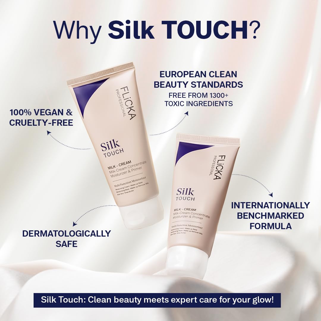 FLiCKA Silk Touch 3 in 1 Moisturizer and Primer for Face, Hydrating, Lightweight, Long-Lasting, Pore Minimizer, 60 gm
