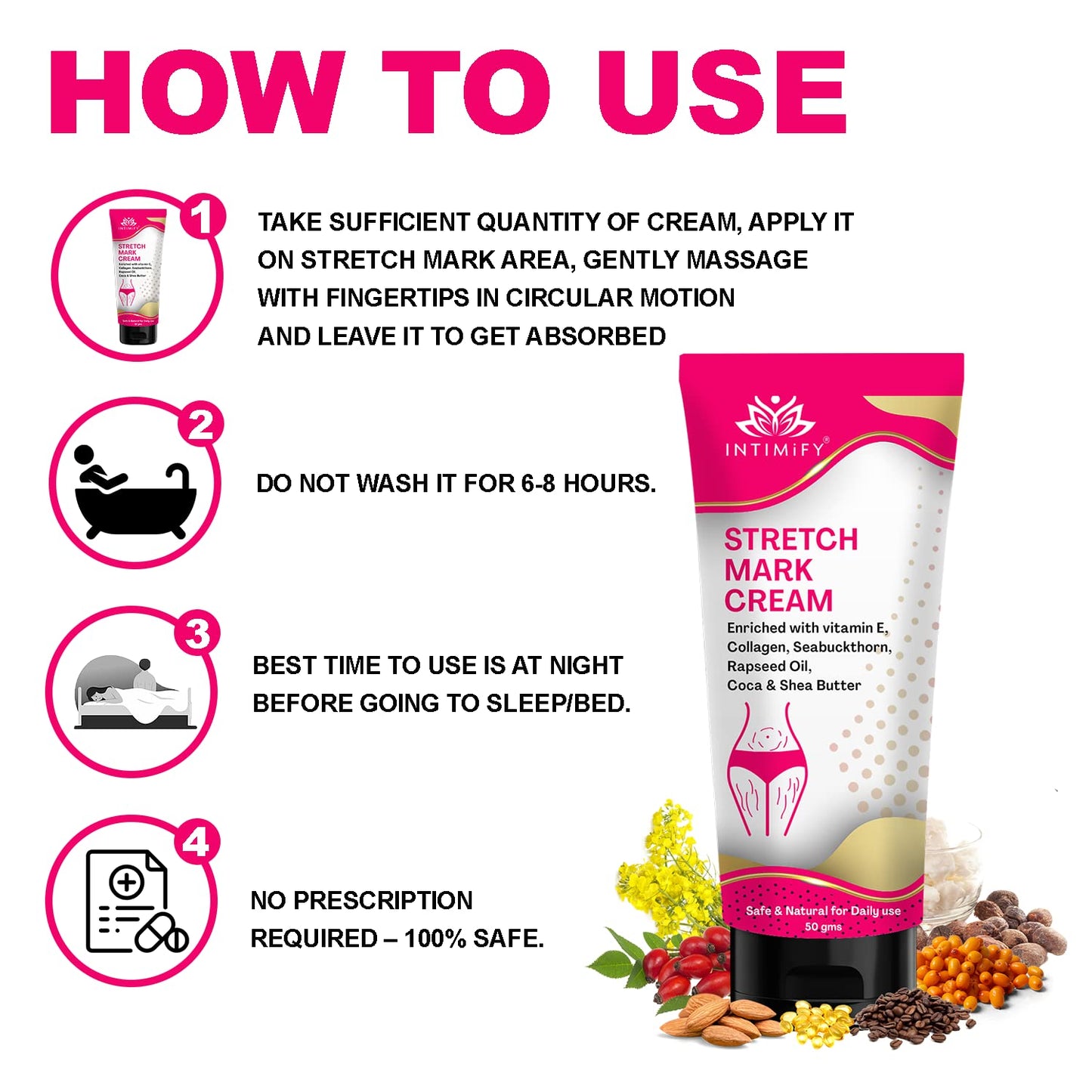INTIMIFY Stretch Mark Removal Cream For Women, 50 gm