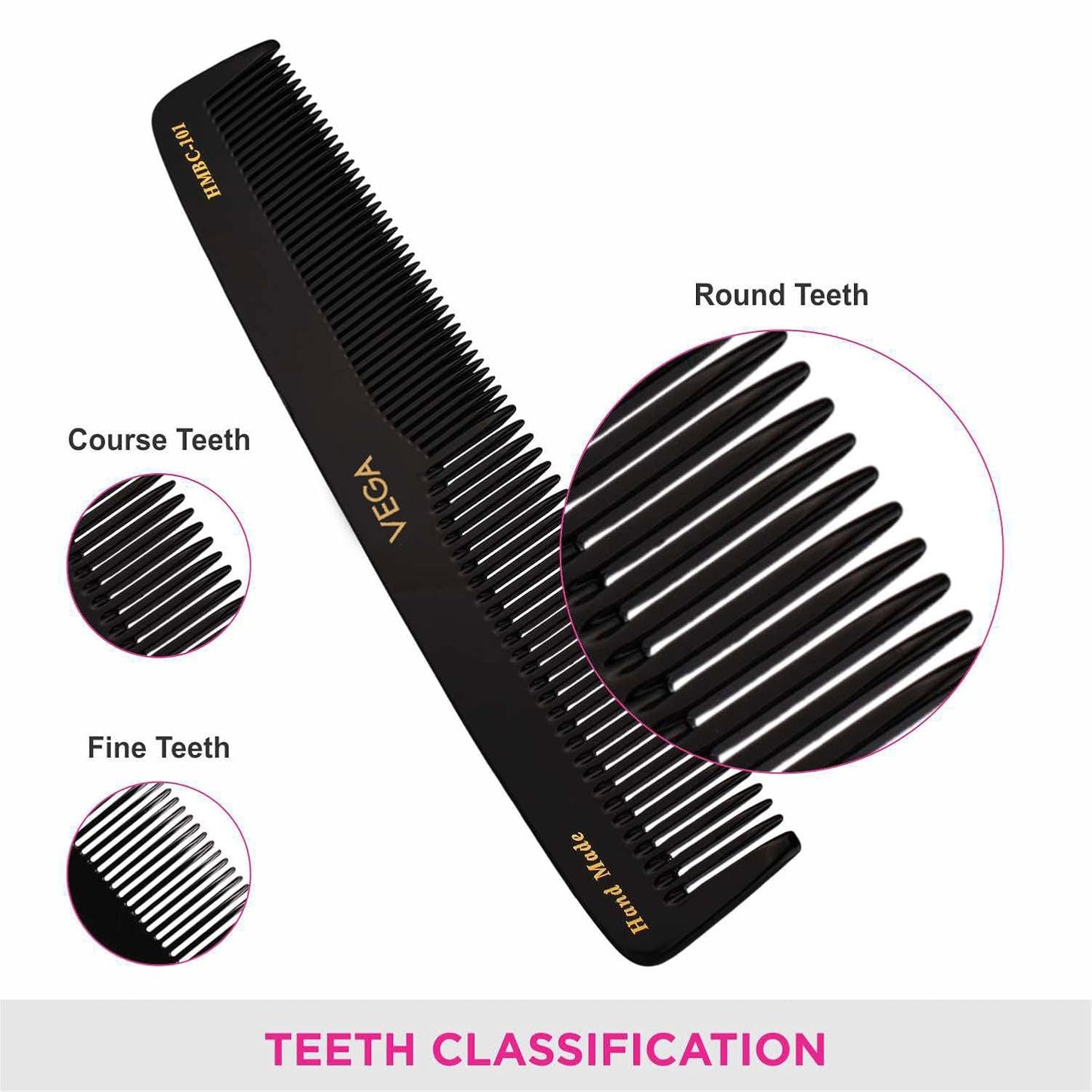 Vega Graduated Dressing Comb, 9-inch, Black