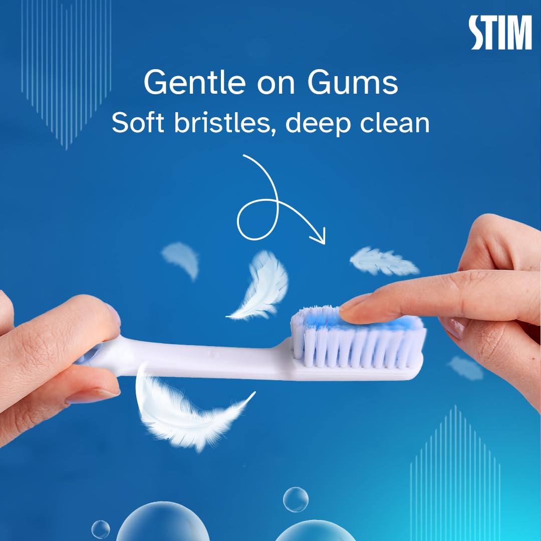 STIM Ortho Mb Toothbrush Pack Of 2 Toothbrush For Braces Super Soft Bristles, adult, manual, Multi-Coloured