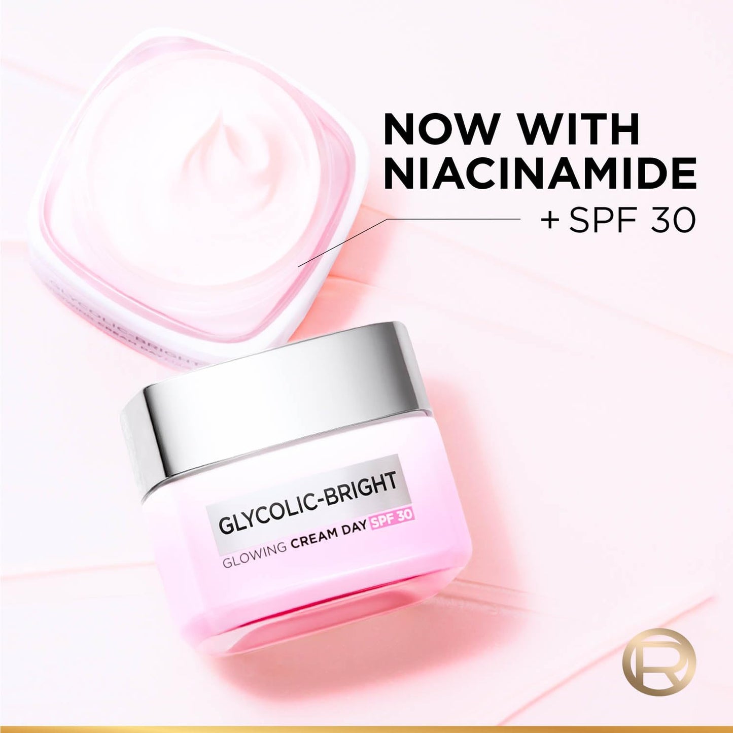 L'Oreal Paris Glycolic Bright Glowing Day Cream, Overnight Brightening Cream, Glycolic Acid in Gel-Like Cream Texture, 50ml