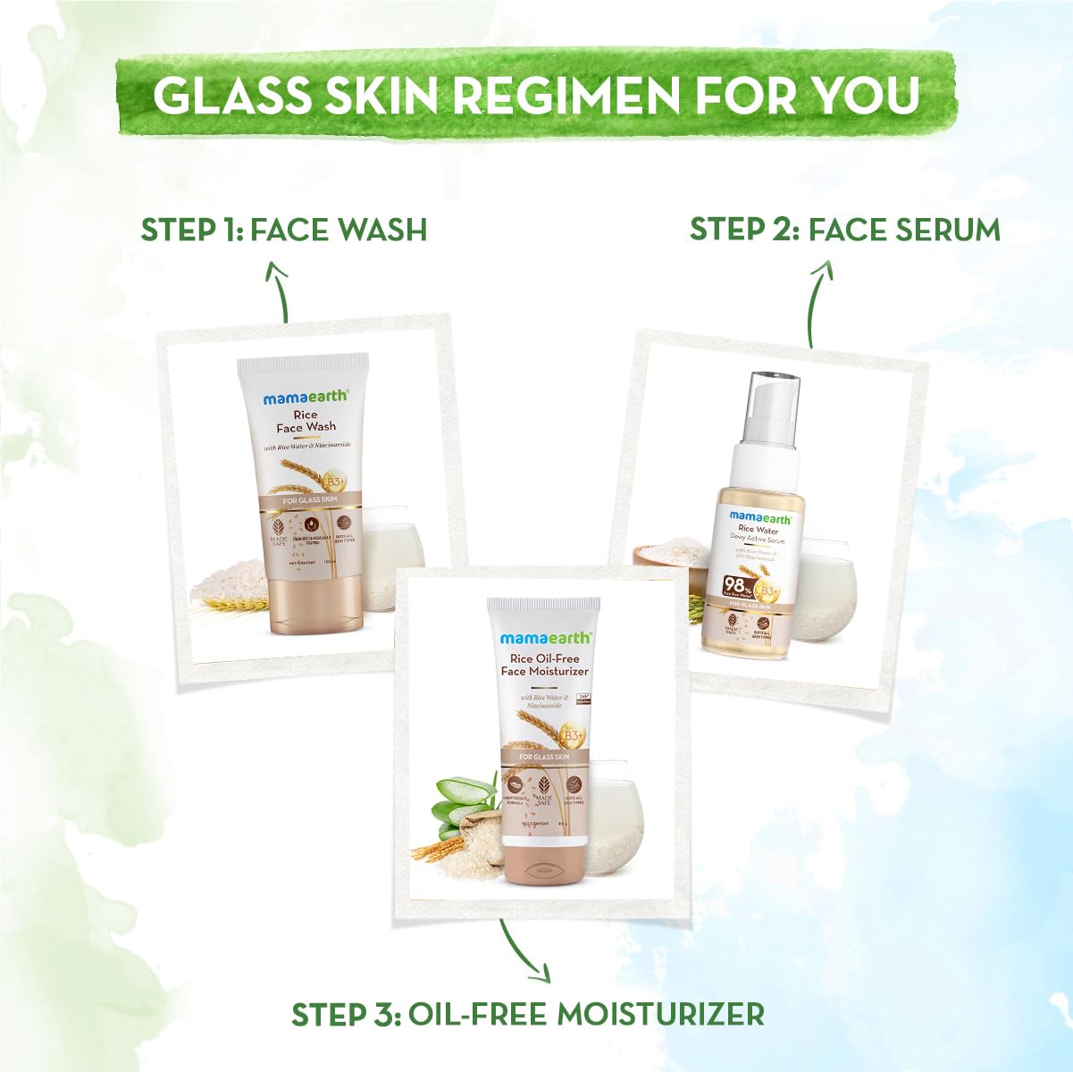 Mamaearth Rice Face Wash With Rice Water & Niacinamide for Glass Skin | For Hydrated & Even Skin Tone | Glowing & Brightened Skin | For Men & Women | 150 ml x 2