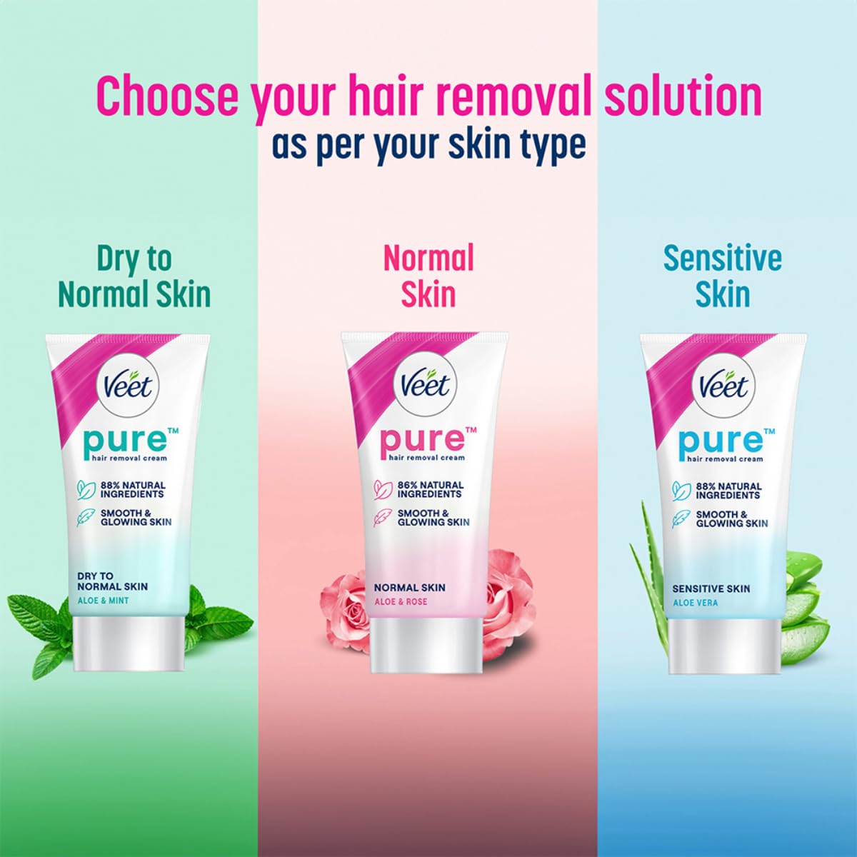 Veet Pure Hair Removal Cream for Women For Sensitive Skin, 100 gm