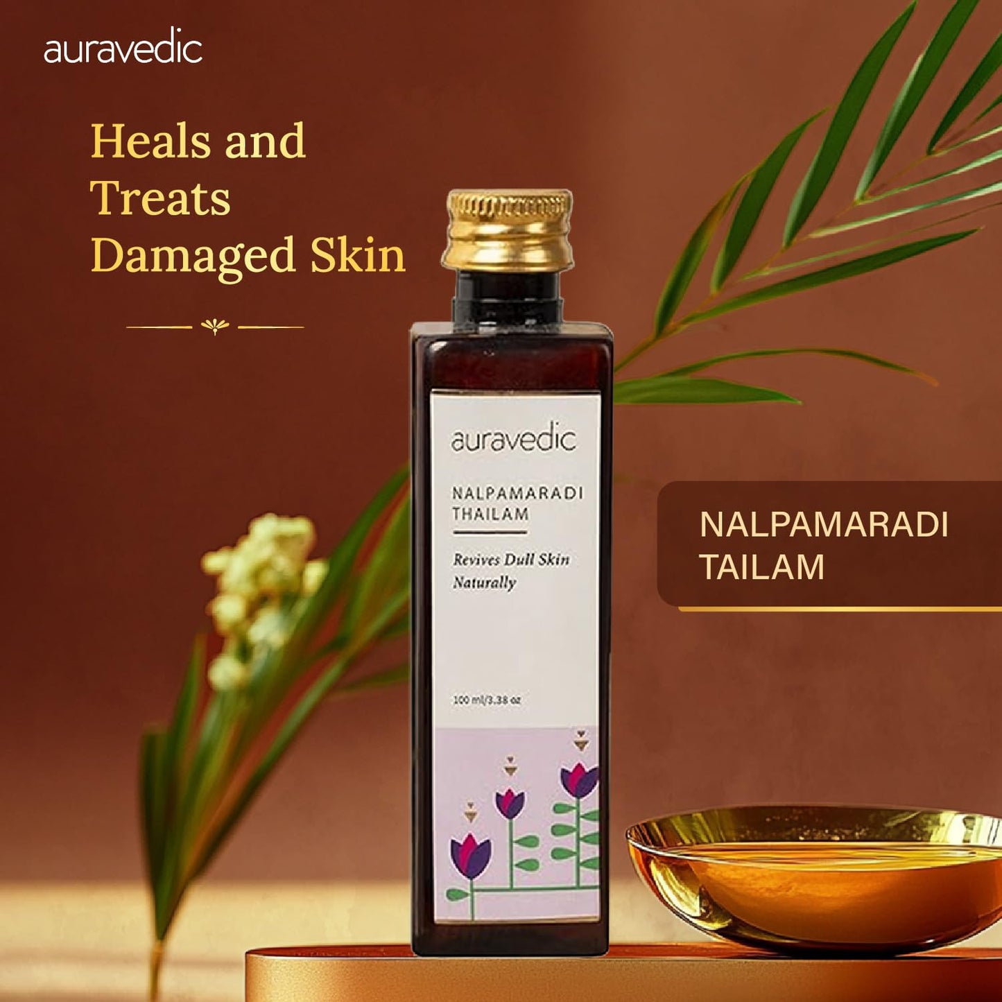 Auravedic Nalpamaradi Thailam for Face Body oil after bath for daily use 100 ml Nalpamaradi oil for Skin Brightening Pigmentation DeTan For Men Women